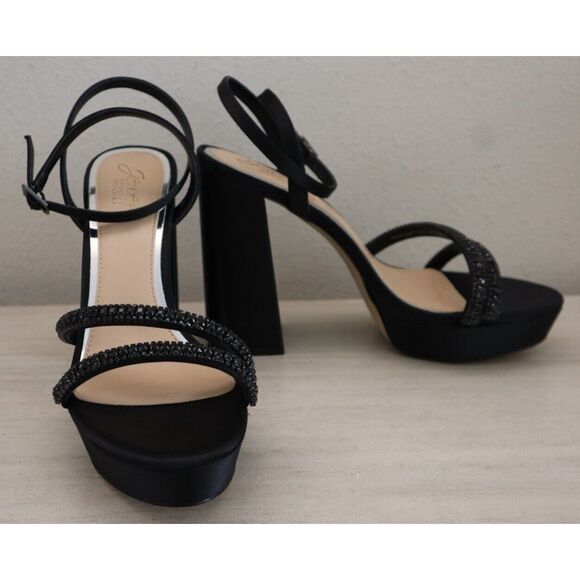 Jewel Badgley Mischka Women's Sz 8M Black Rochel Platform Block Heels - Picture 5 of 9